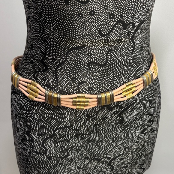 80s peach and 2 tone metal wrap belt XS/small - Picture 1 of 5
